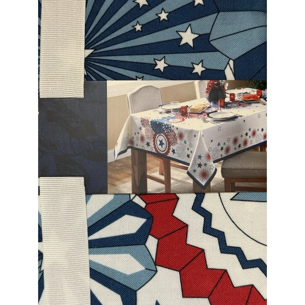 New Tommy Bahama Americana Tablecloth‎ Floral Red White Blue Oblong 60
